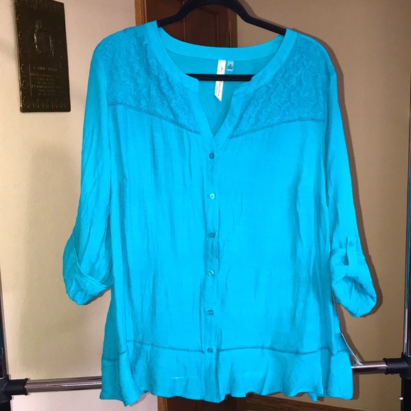 NY Collection Woman Top, Teal, Sz 3X, NWT! - Picture 1 of 11